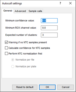 General settings for the autocall algorithm